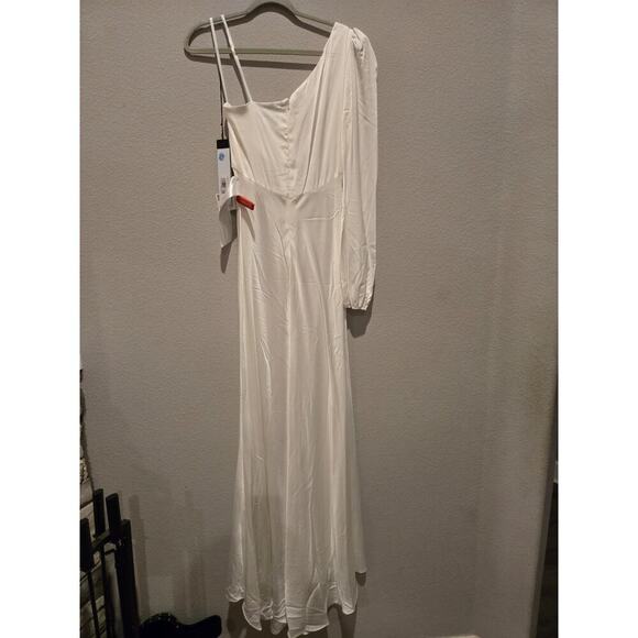 Mac Duggal Ivory One Shoulder Hi Low Dress Women's 6 Formal Wedding White Party - Picture 9 of 12